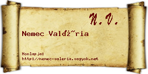 Nemec Valéria névjegykártya